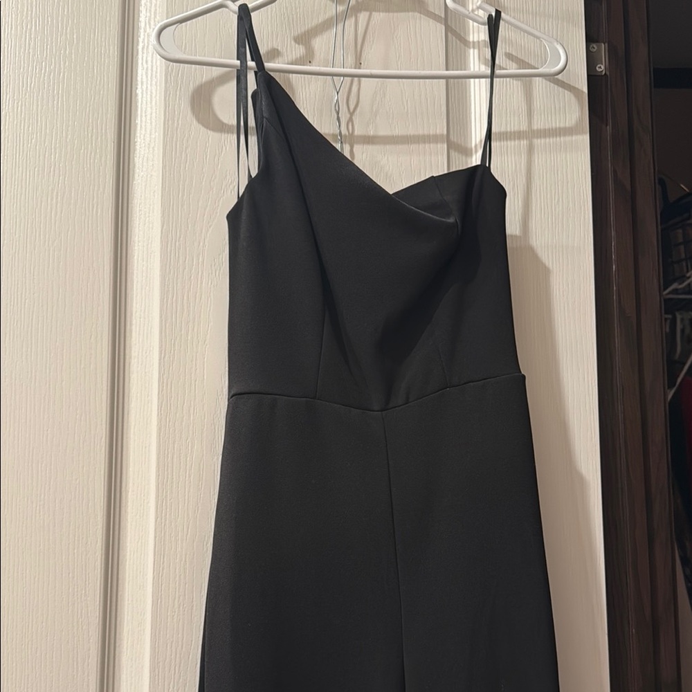 Black Asymmetrical Slip pants suit for Cocktail Nights